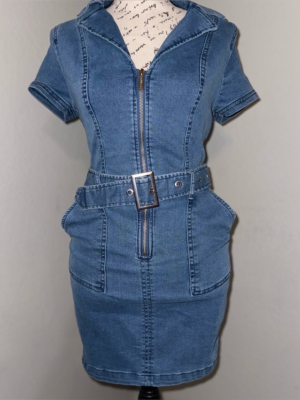 Y2K Guess Blue Denim with Zipper Front Denim Belt